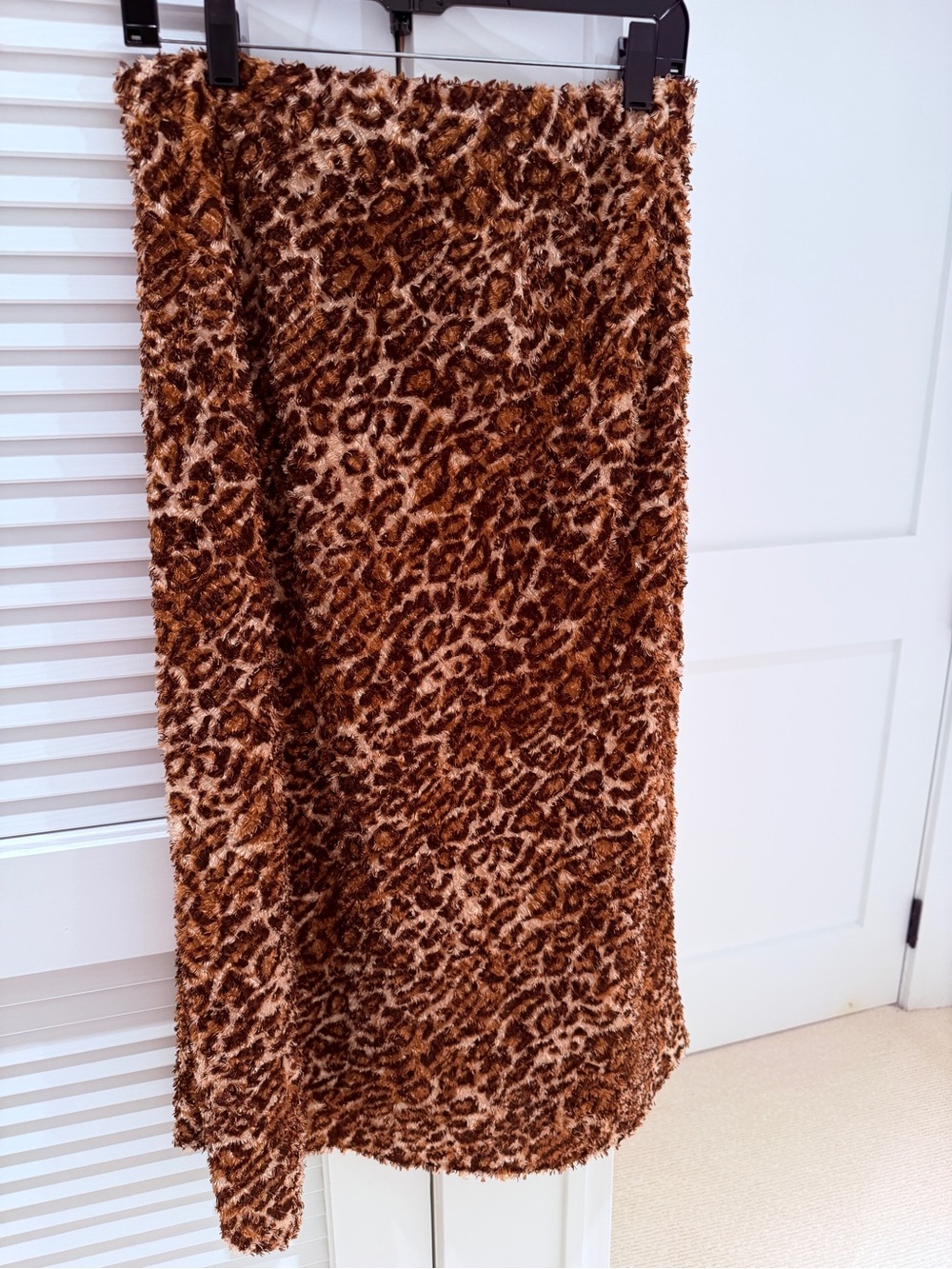 Loeffler Randall Leopard Faux Fur Midi Skirt - Brown - Picture 3 of 5